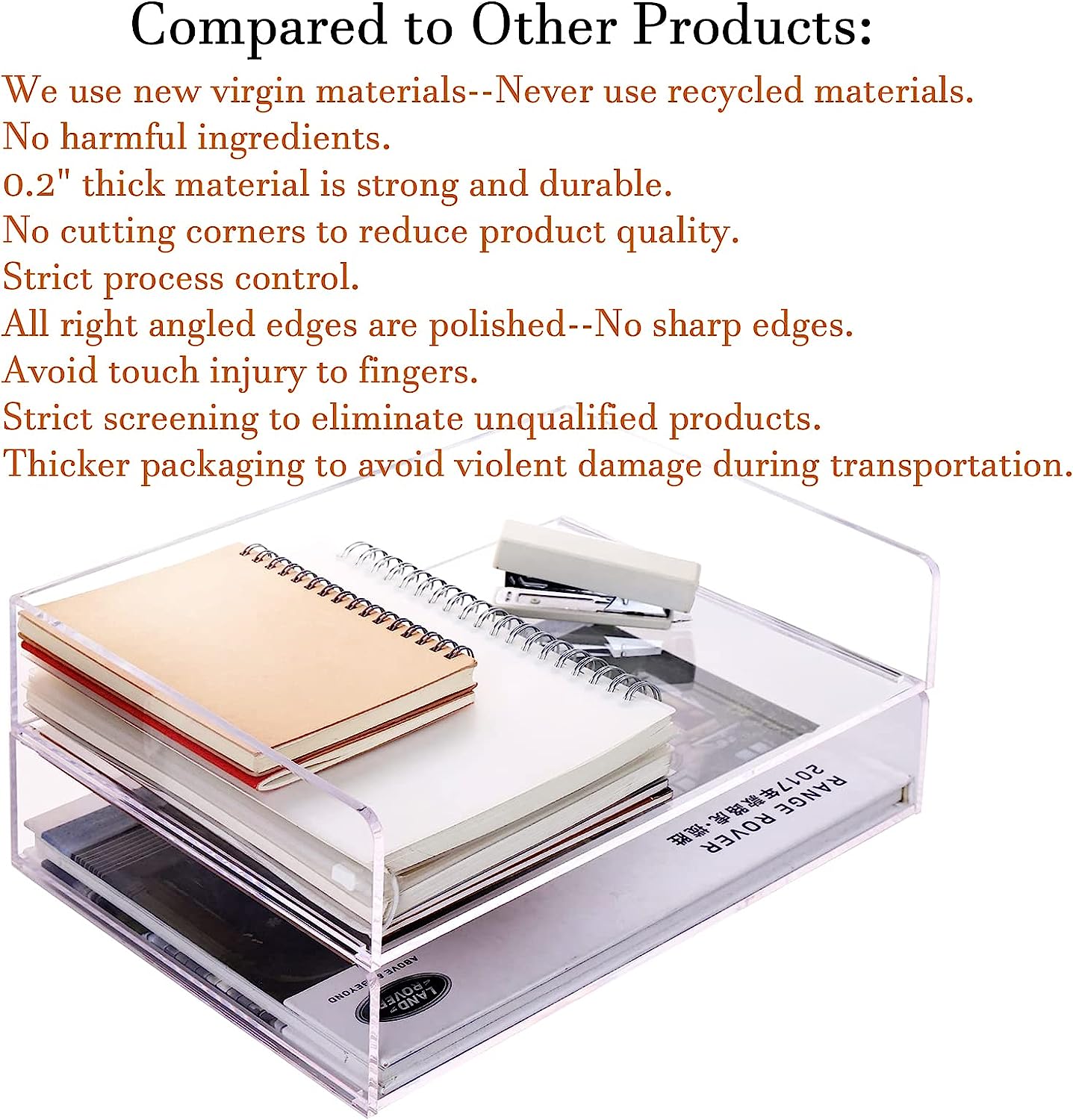 Paper Organizer Tray, Acrylic File Storage for Desk, Enlarged 4 Tiers Trays, Clear Letter Tray for Office Accessories (Multiple 4 Tier Enlarged) - Image 7